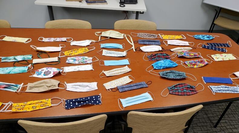 The Montgomery County Board of Elections received hand-made face masks from the Public Health-Dayton and Montgomery County on Wednesday. The masks will help protect workers from the coronavirus.
