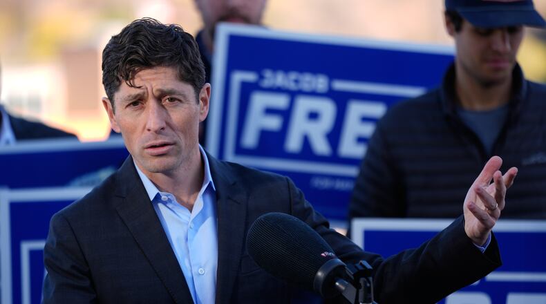 Minneapolis Mayor Jacob Frey talks during a news conference after his reelection Wednesday, Nov. 5, 2025, in Minneapolis. (AP Photo/Abbie Parr)