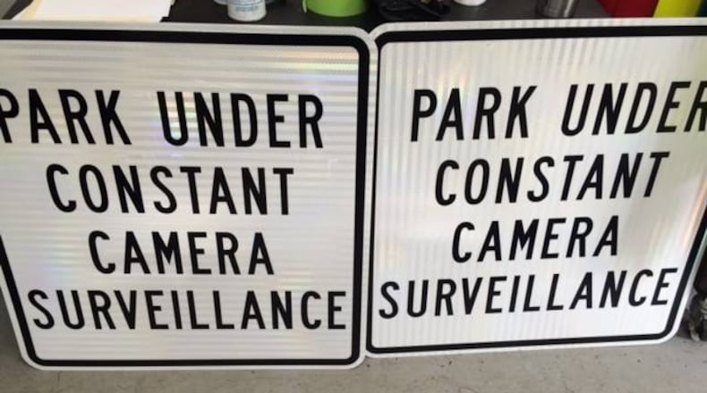 Signs Middletown police will place at Goldman Park along with security camera. MIDDLTOWN DIVISION OF POLICE