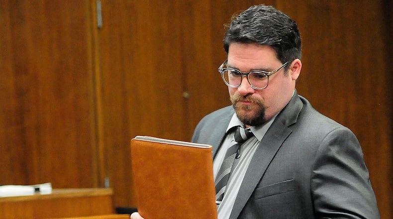 Suspended Kettering City Schools music teacher, Matthew Ryan Koehler, 37, of Centerville was arraigned Thursday, June 27, 2024 in Montgomery County Common Pleas Court. MARSHALL GORBY\STAFF