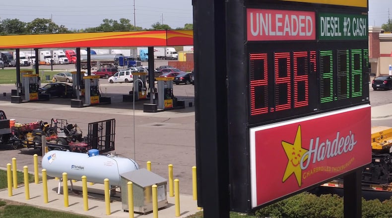 Gas prices have risen 20-25 cents per gallon over the past week and may hit $3 per gallon by the upcoming holiday weekend according to analysts as seen here at Love’s truck stop on Edwin C. Moses Boulevard. TY GREENLEES / STAFF
