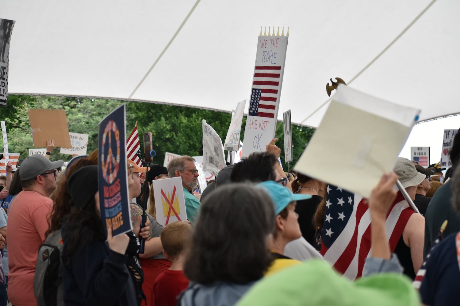 Dayton June 14, 2025 No Kings protest at RiverScape Pavilion
