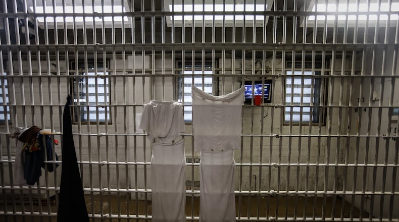 Inmates hang their clothes to dry on the jail cell bars Montgomery County jail is now 50 years old. JIM NOELKER/STAFF