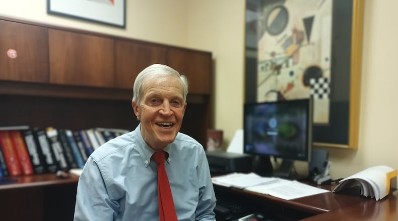 Dr. Thomas G. Olsen, a dermatologist and dermatopathologist in the Dayton region, recently received the Old Crescent Award from Indiana University’s College of the Arts and Sciences. He and his wife, Mary Boosalis, created a new endowed chair in the College: the Olsen Chair in Evolutionary Biology. SAMANTHA WILDOW/STAFF