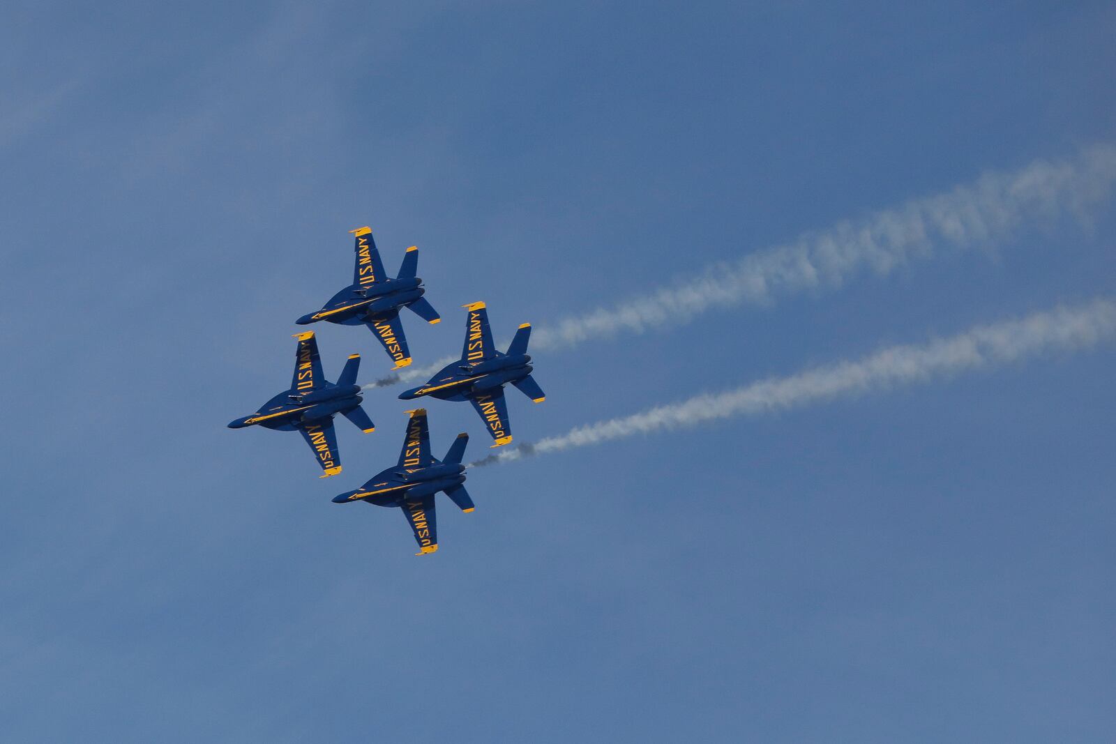 The Blue Angels perform during the the San Francisco Fleet Week Air Show on Friday, October 11, 2024 in San Francisco, Calif. (Lea Suzuki/San Francisco Chronicle via AP)