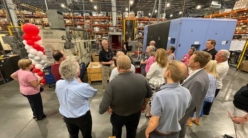 Hamilton Caster which has been in the city for 115 years, celebrated its building expansion on Thursday, July 14, 2022, on Dixie Highway with an open house event sponsored by the Greater Hamilton Chamber of Commerce. Pictured is Hamilton Caster President Dave Lippert leading one of the tours of visitors during Thursday's open house. MICHAEL D. PITMAN/ STAFF