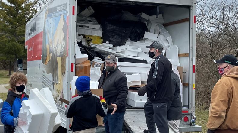 Volunteers assist with Montgomery County’s first Styrofoam recycling event in January 2021. CONTRIBUTED PHOTO