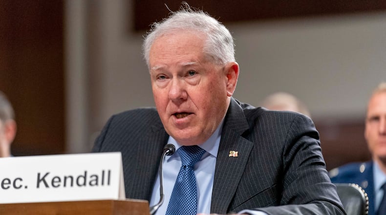 FILE - Secretary of the Air Force Frank Kendall speaks during a Senate Armed Services budget hearing on Capitol Hill in Washington, May 2, 2023. The Air Force said Monday, May 22, that it is looking at ways to better control access to classified information. Kendall told reporters that the Air Force needs to better enforce the rules that govern access to classified information based on whether someone with the correct security clearance also has a need to know the information. (AP Photo/Andrew Harnik, File)