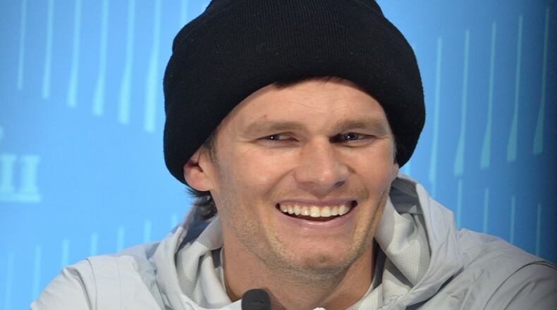 January 29, 2018 - St Paul, Minnesota, New England Patriots quarterback Tom Brady at a news conference ahead of Super Bowl LII, on January 29, 2018, at the Xcel Arena in St. Paul, Minn. (Sean Smuda/Zuma Press/TNS)
