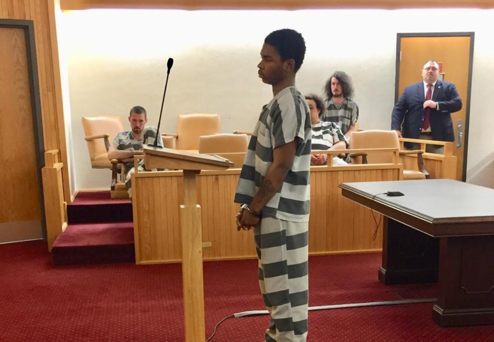 Javon Reid, 18, is arraigned Jan. 19, 2018, in Clark County Municipal Court in connection to an armed robbery at a Verizon Wireless store in Springdale.
