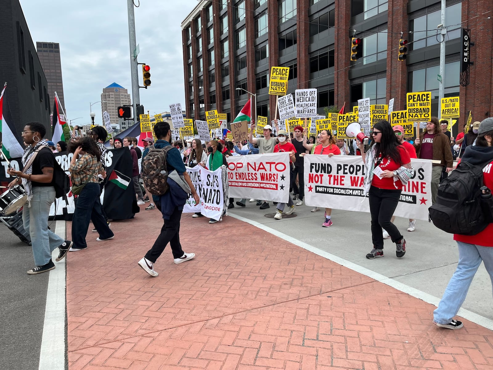 A group of protestors marched from Deeds Point Metro Park to St John's United Church of Christ on Sunday, May 25, 2025.

THOMAS GNAU / STAFF