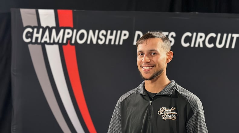 JT Davis, of Springfield, is pictured at a darts competition in 2023. Photo by Championship Darts Corporation