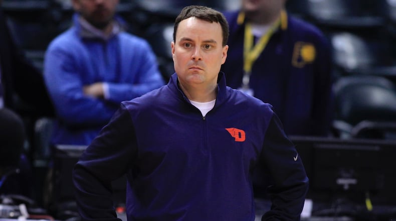 Dayton Flyers coach Archie Miller watches the team practice before the NCAA tournament on March 16, 2017. David Jablonski/Staff