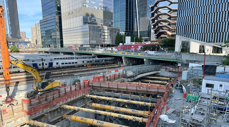 FILE - A tunnel is under construction in Manhattan that will connect New York and New Jersey Oct. 2, 2025, in New York. (AP Photo/Ted Shaffrey, File)