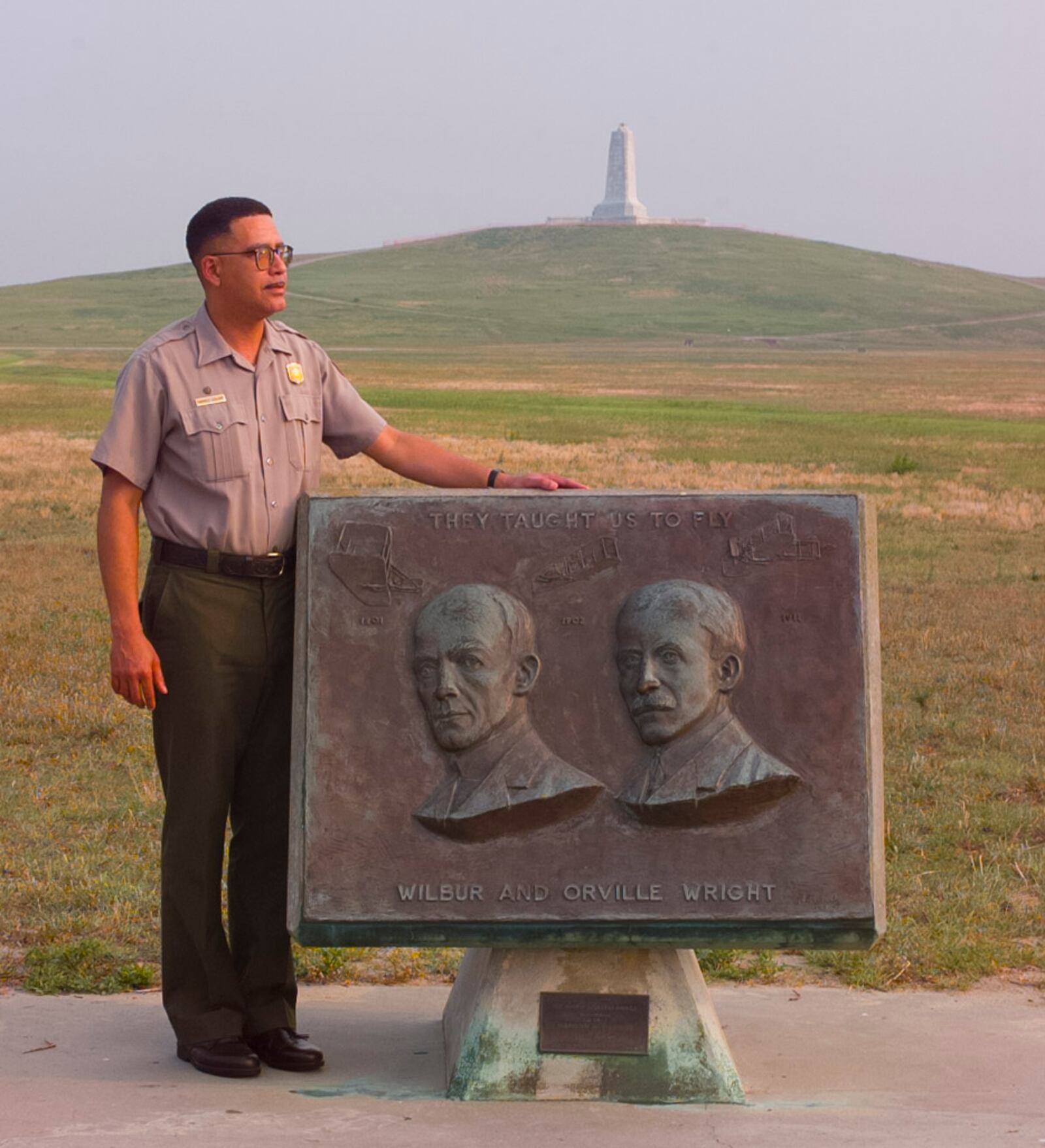 Wright Brothers National Memorial Park Ranger and Historian Daryl Collins at sunset in Kill Devil Hills, North Carolina 1997.