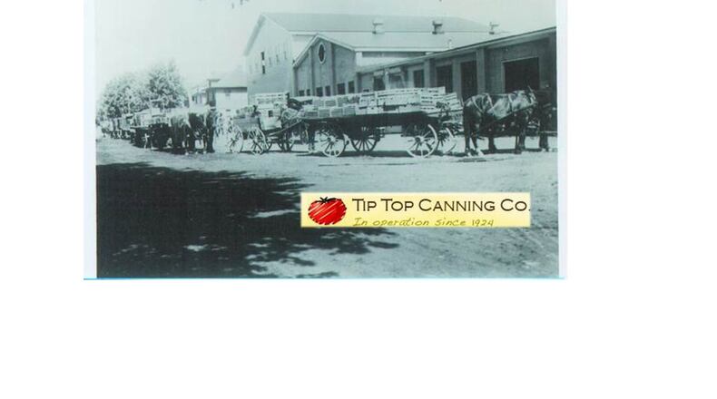 Horses deliver tomatoes to the cannery in Tipp City in this old photo of the Tip Top Canning Company, which will close this year. CONTRIBUTED