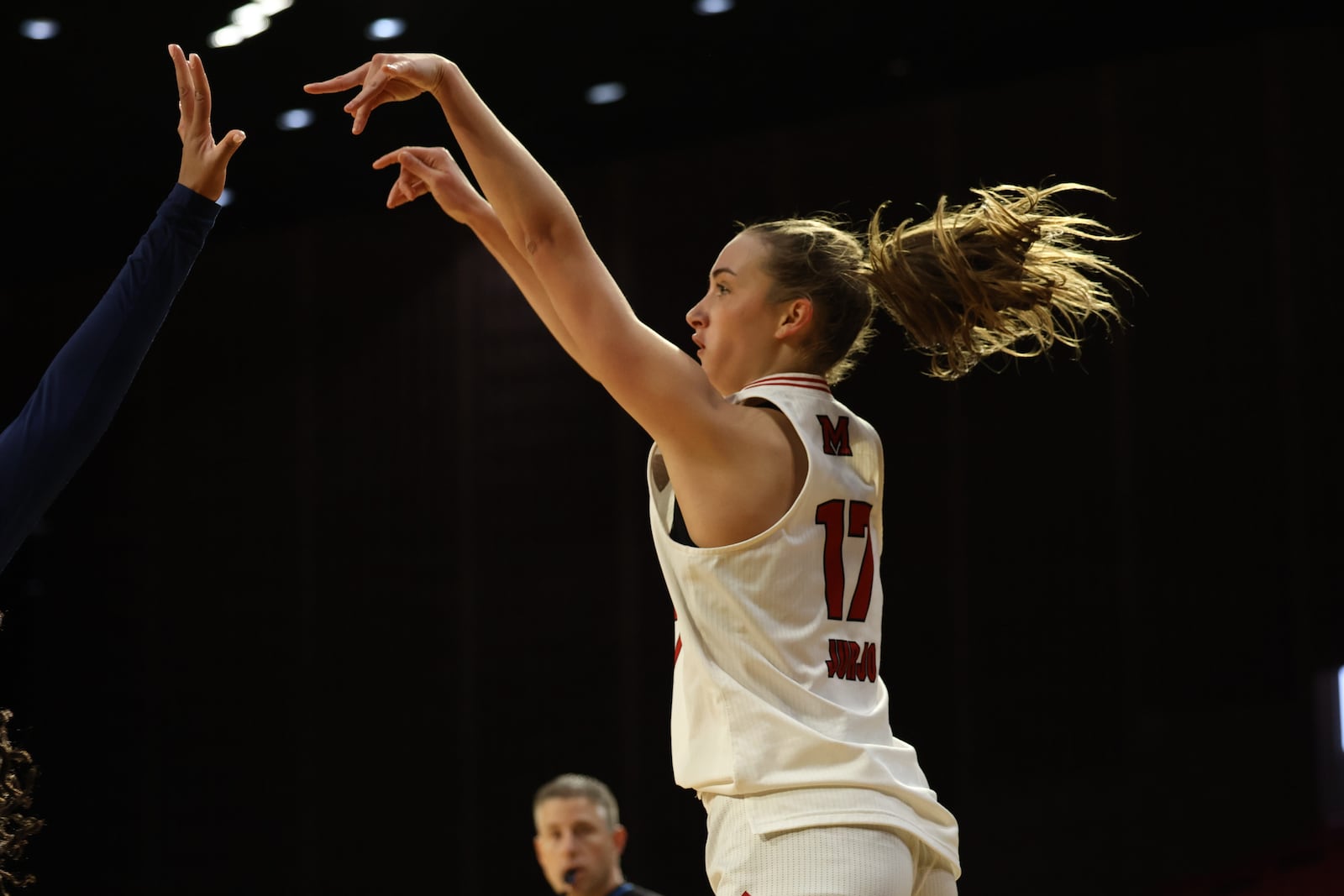 Miami's Nuria Jurjo puts up a shot against Toledo on Satuday at Millett Hall. ELIJAH COOK / CONTRIBUTED