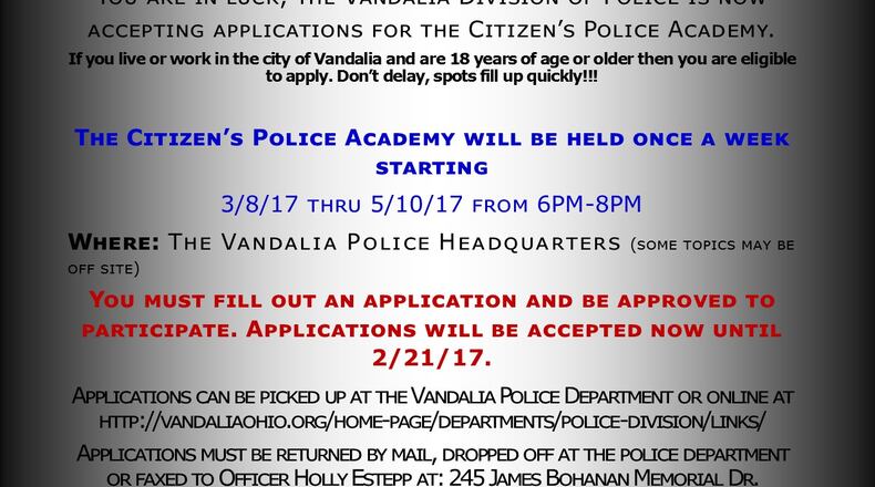 Citizen Police Academy flyer