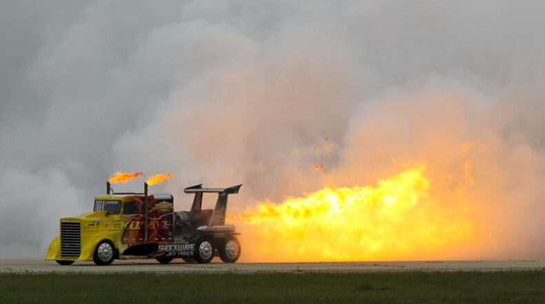The Shockwave Jet Truck, seen in this 2014 file photo, at the Vectren Dayton Air Show. GREG LYNCH / STAFF