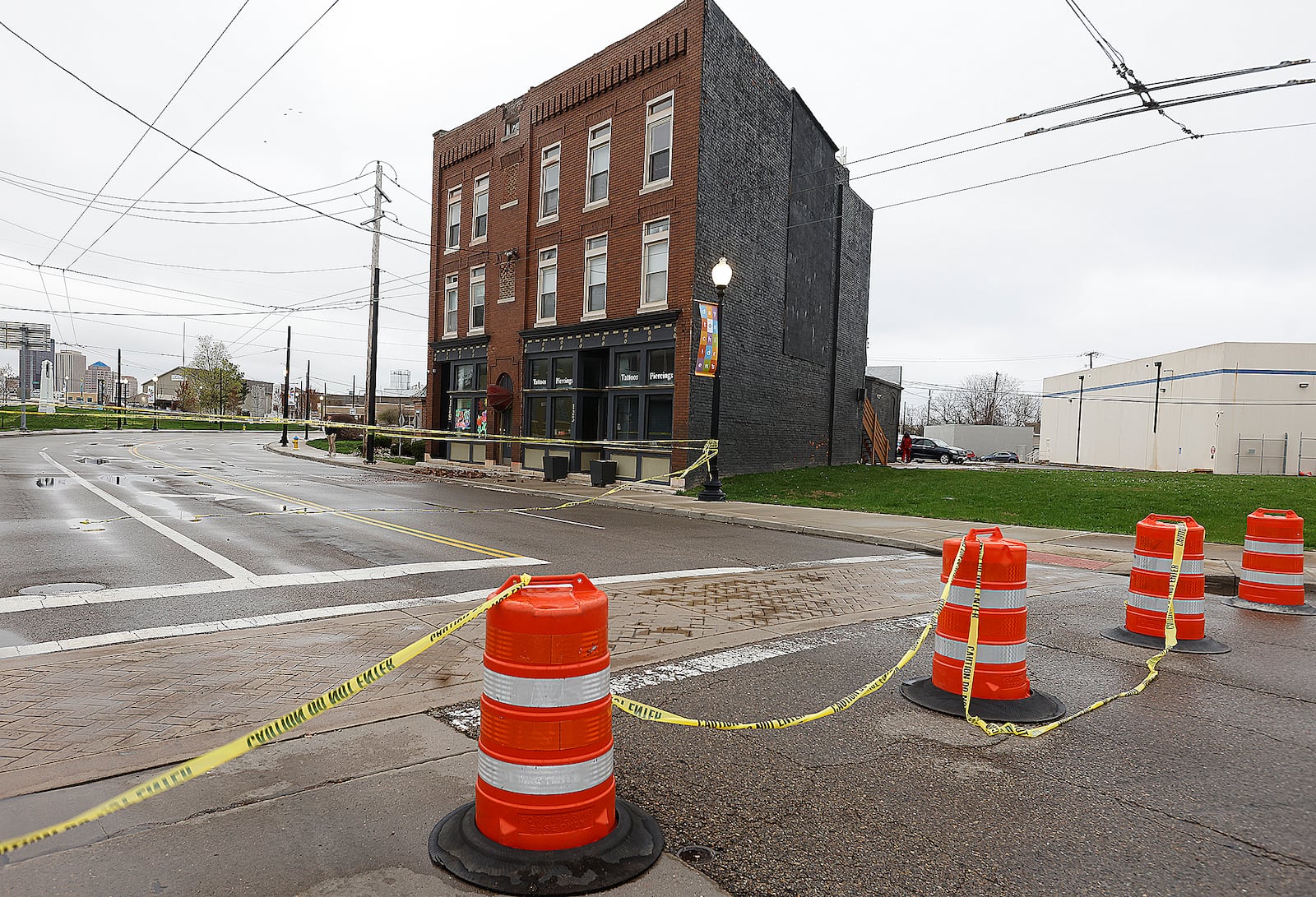 The Dayton Fire department responded to a partial building collapsed on Valley Street in Dayton Sunday night,  March 30, 2025. MARSHALL GORBY\STAFF