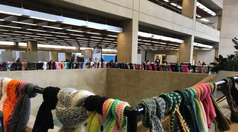 Wright State University held their fifth annual Scarf Frenzy for students on Tuesday Jan. 28 in the library.