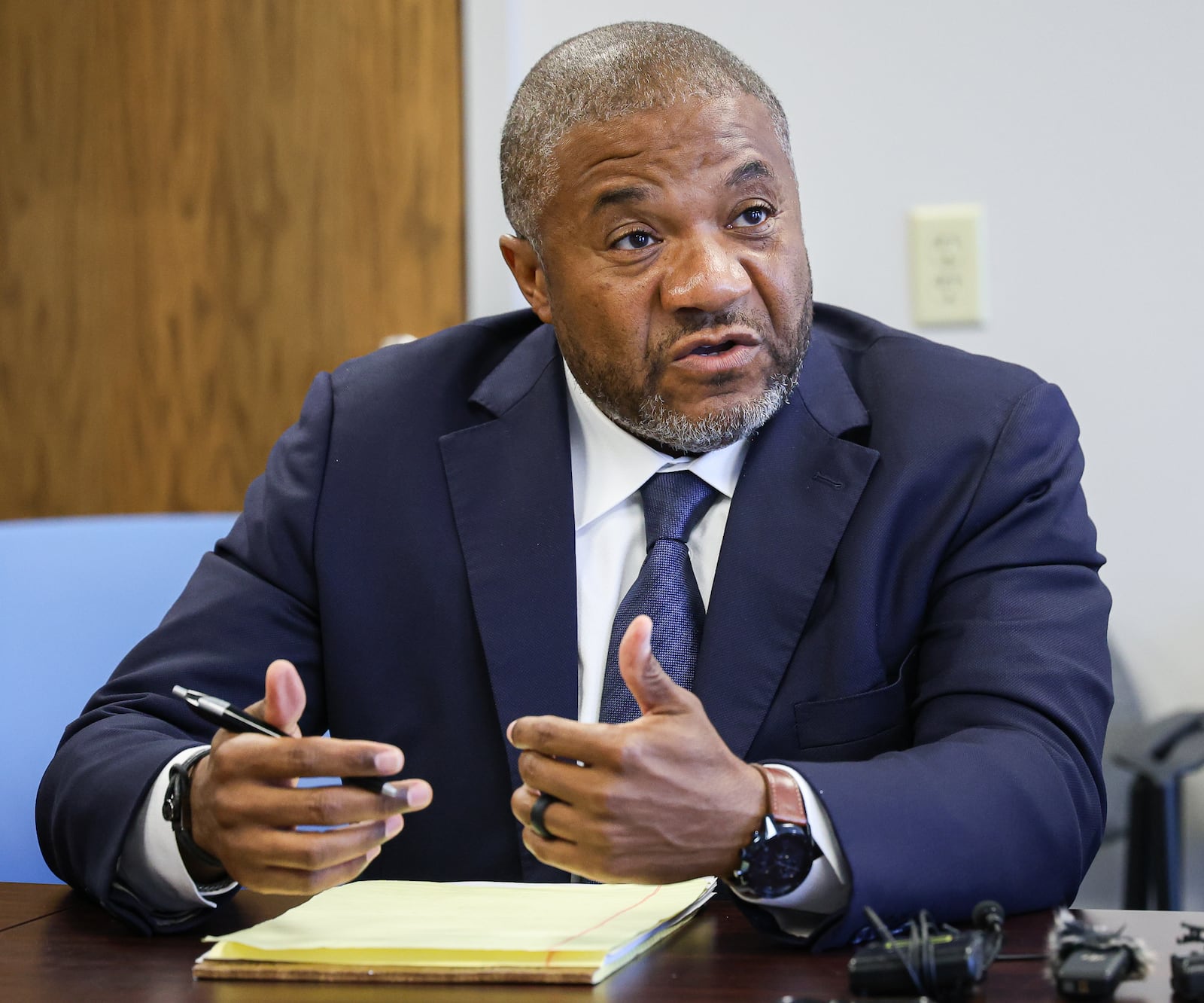 Dayton area attorney Michael Wright talks during a news conference on Thursday, July 24 at Wright and Schulte's office in downtown Dayton. He said he is  launching an independent investigation into the reported death of Hershall Creachbaum Jr. at the behest of the boy’s estate. BRYANT BILLING / STAFF