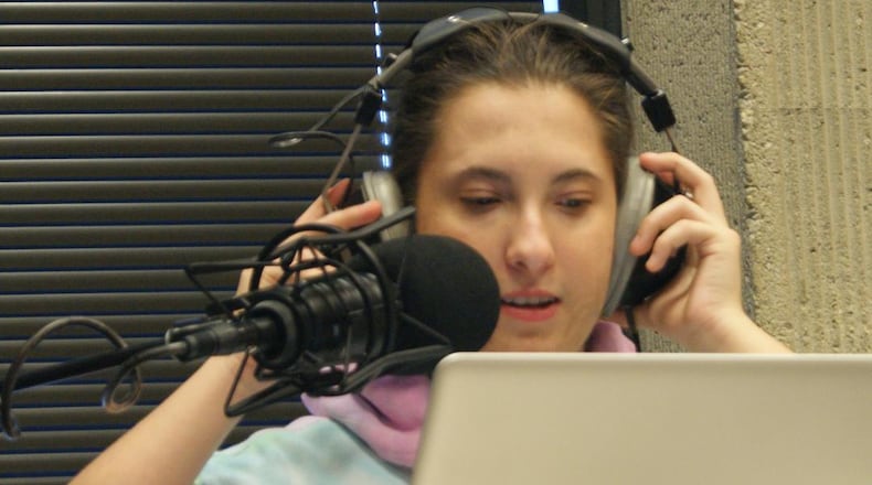 Helen Mahle-Grisez records her role in Sinclair Community College's production of "The Cold Equations: A Play for Radio," streaming on Sinclair Theatre's Facebook page beginning Friday, March 26. CONTRIBUTED/DANIEL BRUNK