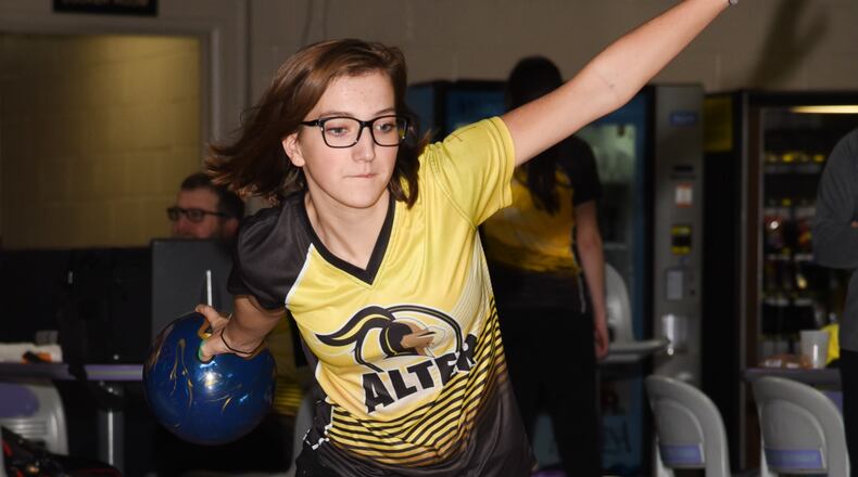 Alter High School senior Ally Popp qualified for the Division II bowling state championship held at Wayne Webb’s Columbus Bowl on Saturday. Contributed