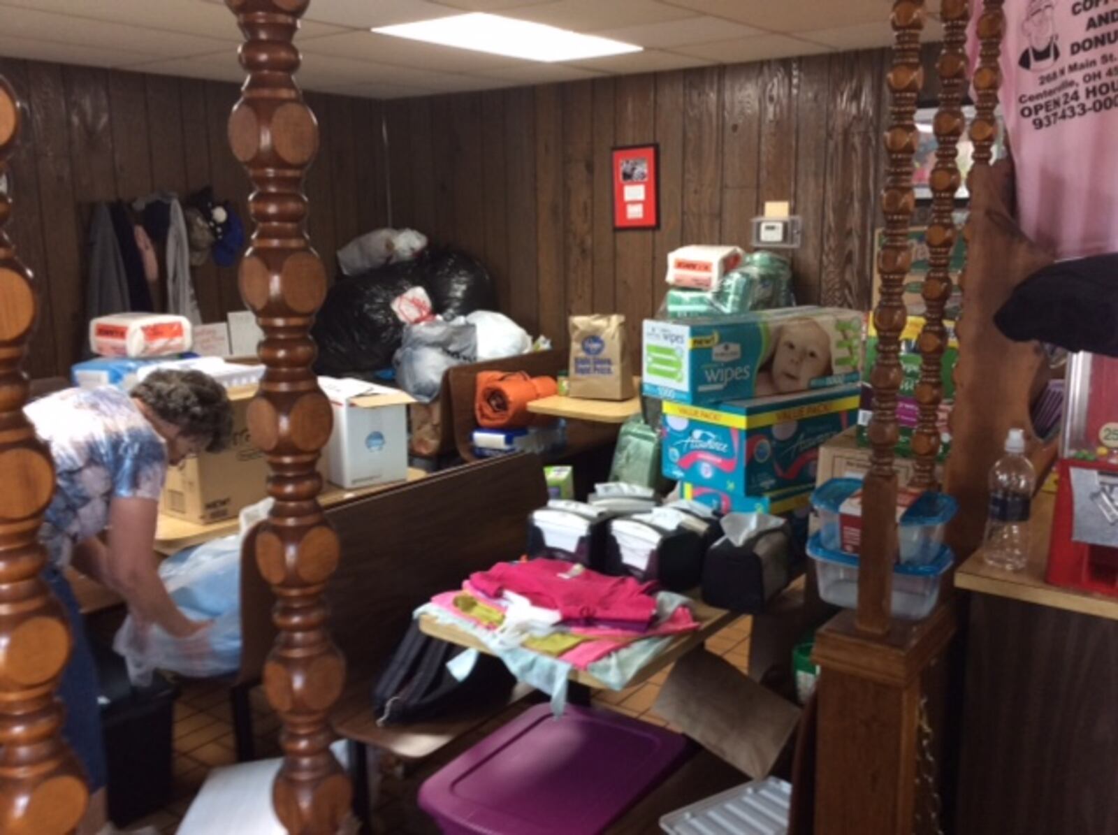 Customers of Bill’s Donut Shop in Centerville inundated the store with donations today, Aug. 30 for survivors of Hurricane Harvey. MARK FISHER/STAFF