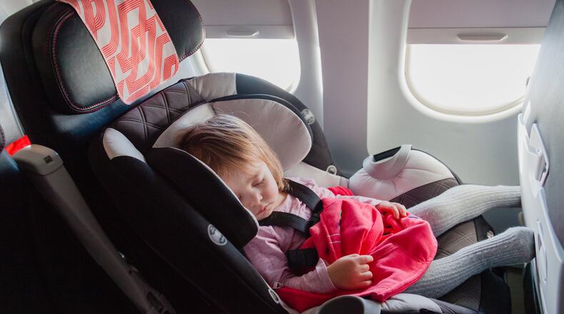 “A child who rides in a car seat on the ground should ride in that car seat on a plane,” says Jessica Saunders, director of the Center for Child Health and Wellness at Dayton Children s Hospital.