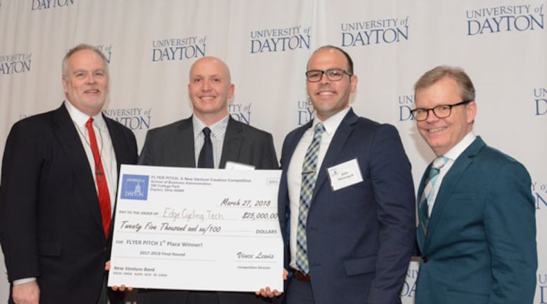 A patent-pending bicycle seat made by a University of Dayton alumnus was named the winner of this year’s Flyer Pitch contest.
