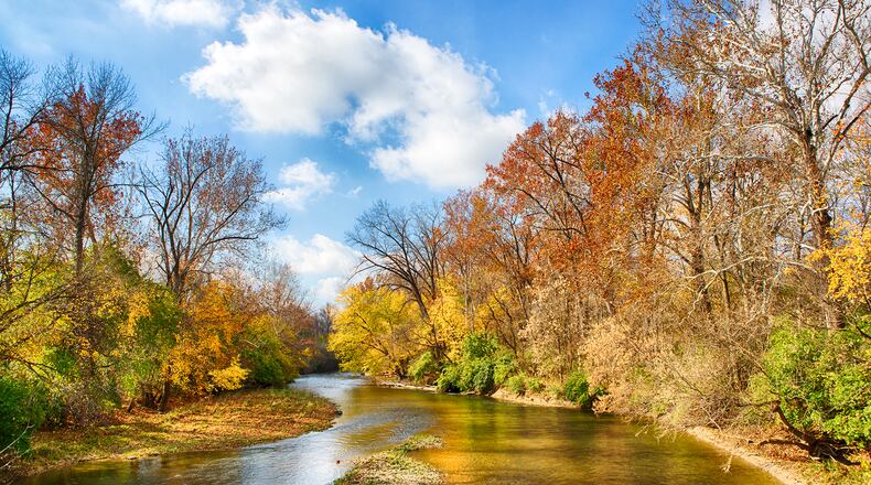 In addition to beautiful fall foliage, Huffman MetroPark offers hiking trails, fishing, kayaking mountain biking. CONTRIBUTED