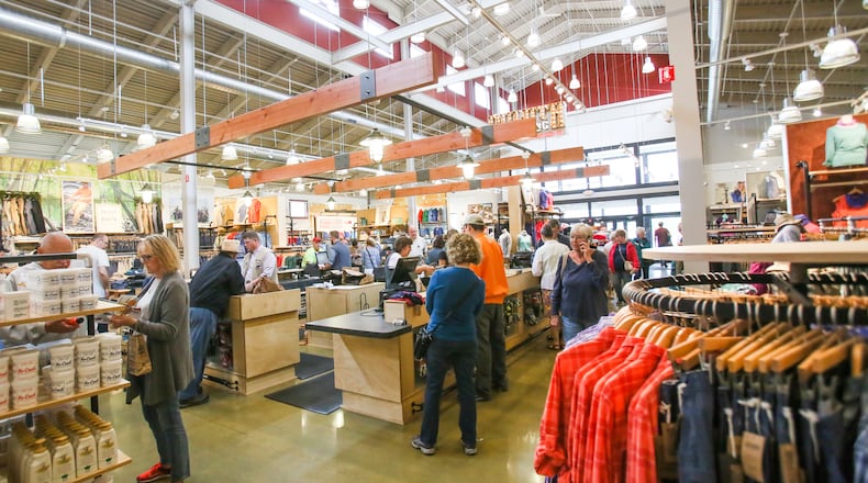 Shoppers filled the Duluth Trading Co. store in West Chester Twp. last May in Butler County. The store was the chain’s first Ohio store. GREG LYNCH / STAFF