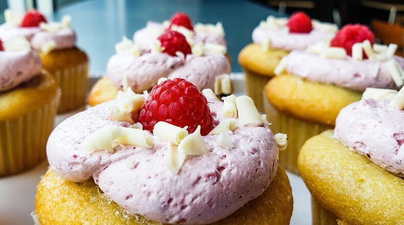 Molly's Cupcakes recently opened in Liberty Center. The new dessert destination, which is the first in Ohio, also has locations in Chicago, New York City, and Iowa City. This is the raspberry and cream cupcake. NICK GRAHAM/STAFF