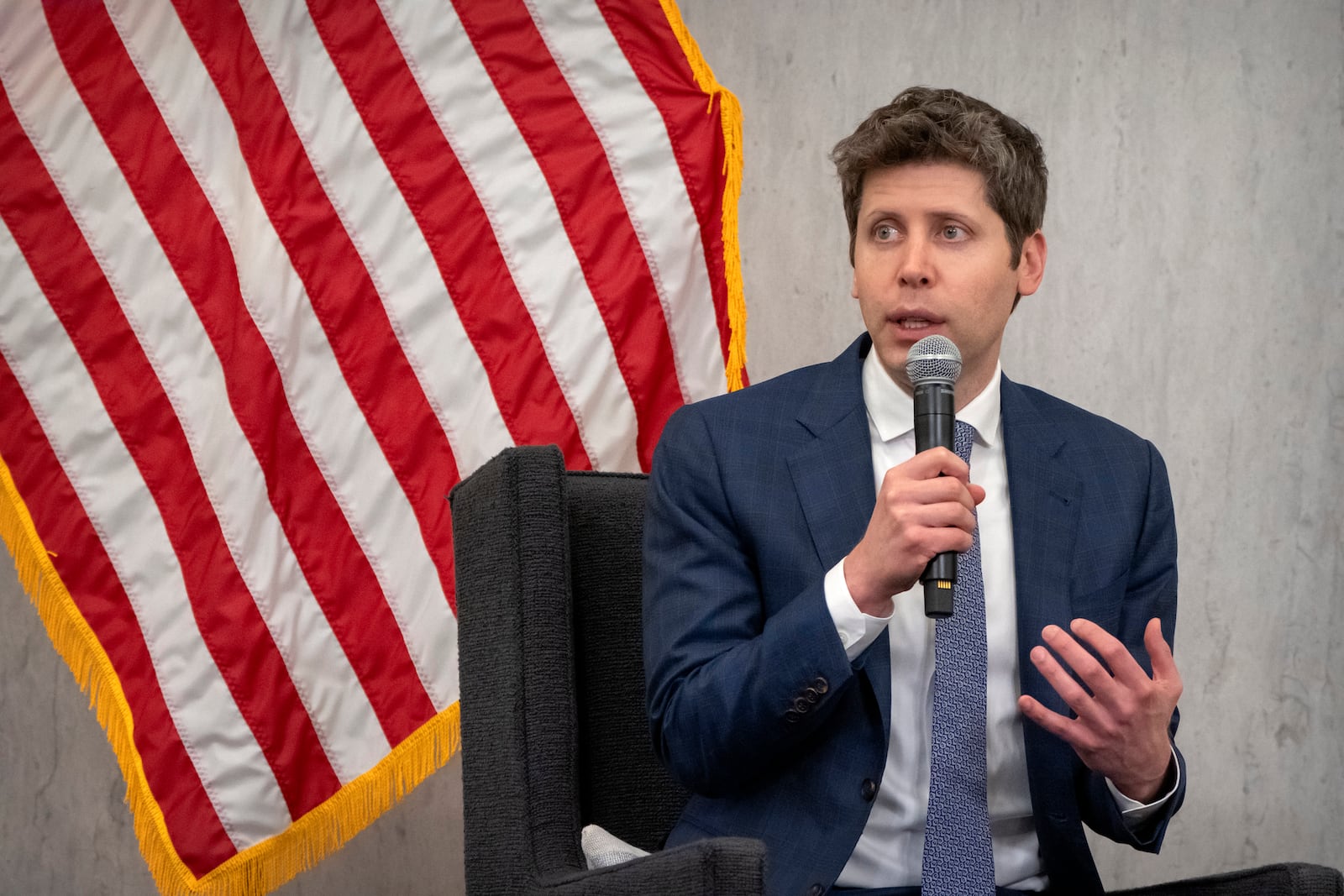 OpenAI CEO Sam Altman speaks during a discussion at the Federal Reserve Integrated Review of the Capital Framework for Large Banks Conference at the Federal Reserve in Washington, Tuesday, July 22, 2025. (AP Photo/Mark Schiefelbein)