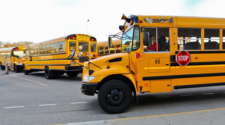 Three Fairfield school buses were involved in the same crash Thursday afternoon. STAFF FILE
