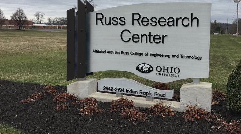 The Russ Research Center’s main sign on Indian Ripple Road in Beavercreek Twp.