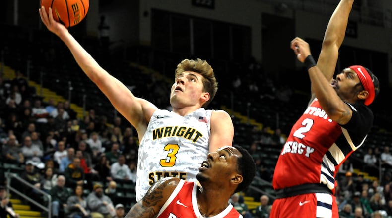 Wright State University hosted Detroit Mercy University in a Horizon League basketball game at the Nutter Center on Friday, Jan. 6. DAVID A. MOODIE/CONTRIBUTING PHOTOGRAPHER