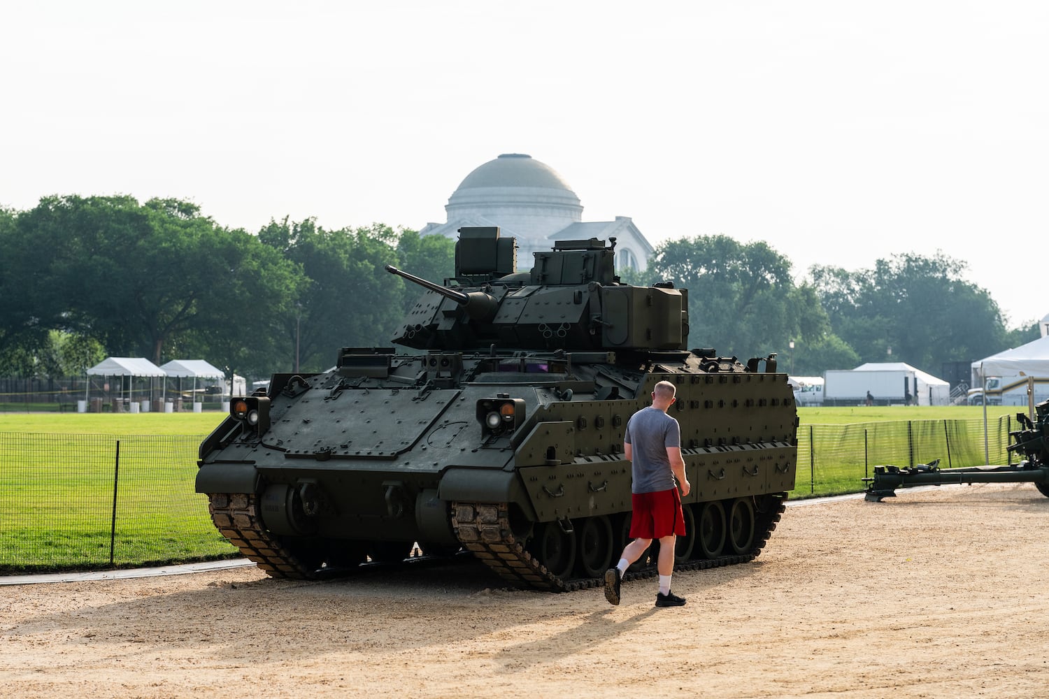 Preparations for the U.S. Army’s 250th anniversary parade on the National Mall in Washington, on Friday, June 13, 2025. (Eric Lee for The New York Times)