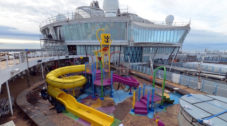 Construction continues on Royal Caribbean Symphony of the Seas at STX France in St. Nazaire, France ahead of what will be the world’s largest cruise ship’s debut in April 2018. (Handout)