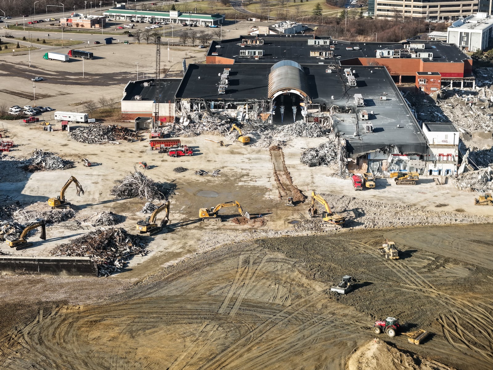 Demolition continues at the former Cincinnati Mall/Forest Fair Mall location Wednesday, Jan. 7, 2026. NICK GRAHAM/STAFF