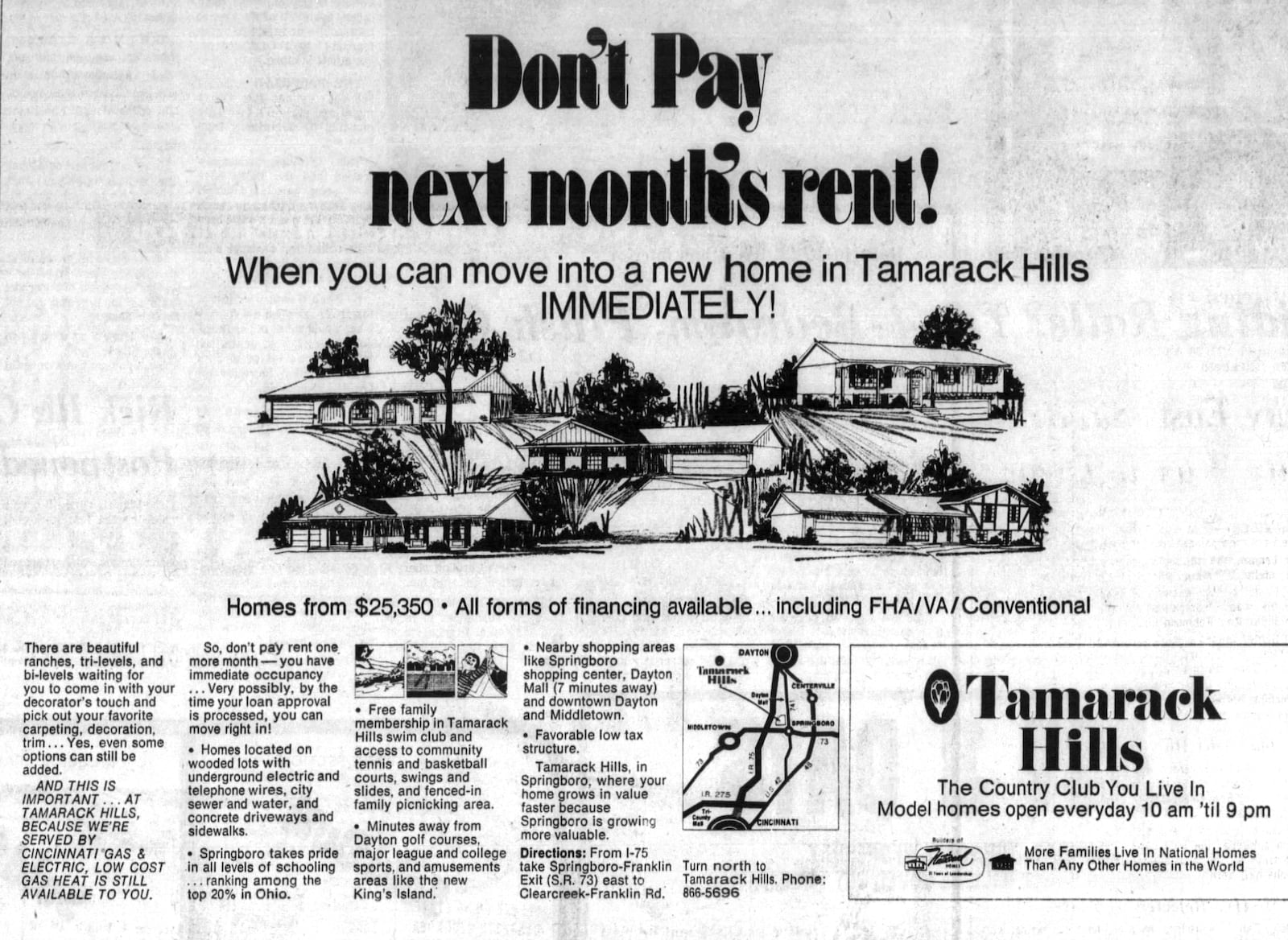 Looking to move to Springboro in 1972? You could find a home in Tamarack Hills from $25,350. DAYTON DAILY NEWS ARCHIVES