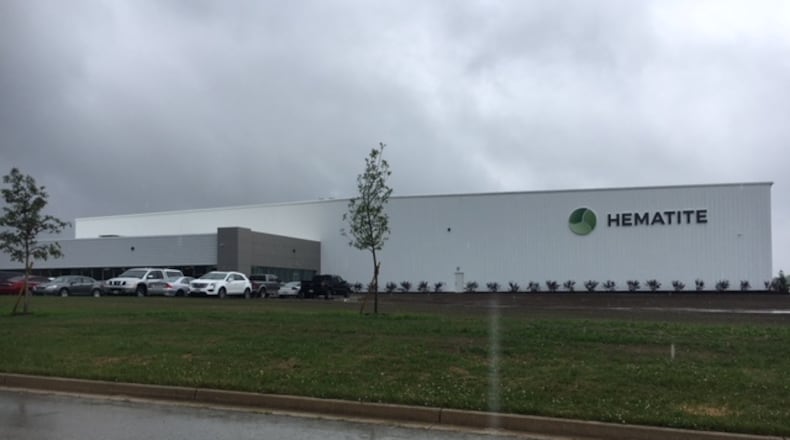 The exterior of Hematite’s Lau Parkway facility on a rainy day. THOMAS GNAU/STAFF