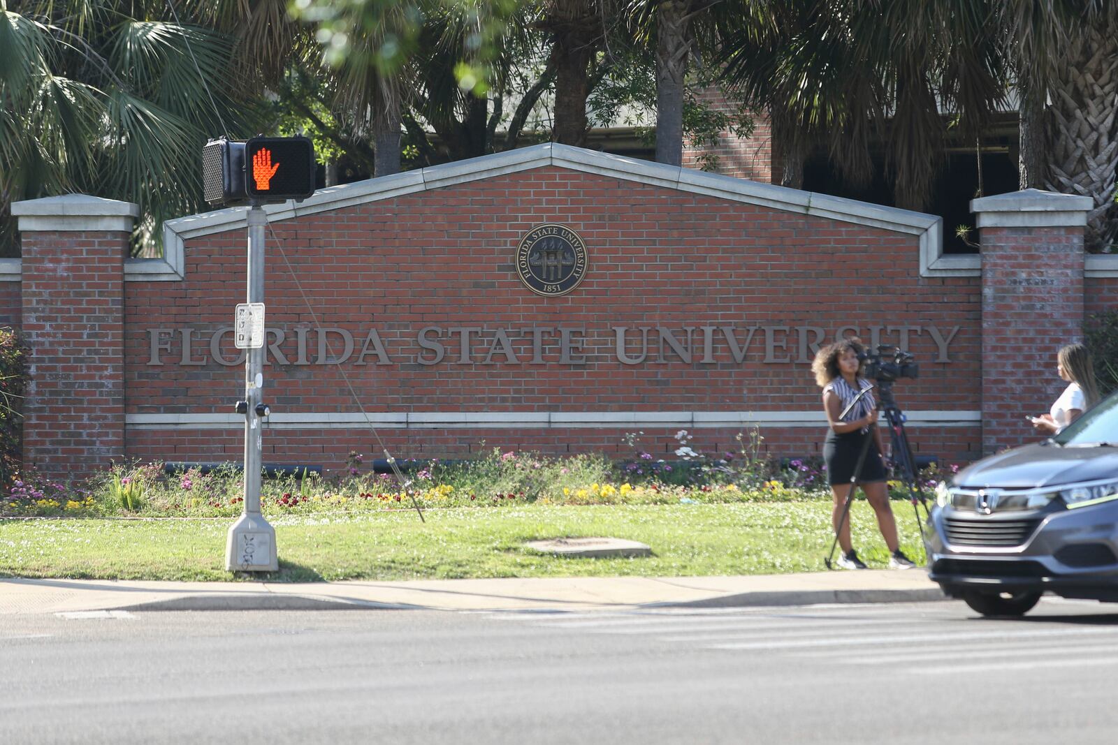 A Florida State University sign is displayed in Tallahassee, Fla., Thursday, April 17, 2025. (AP Photo/Gary McCullough)
