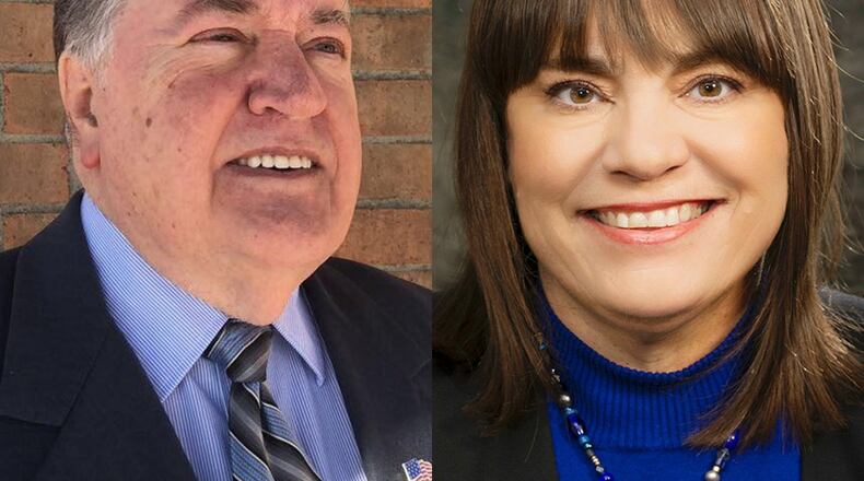 Don Shaffer, left, of Brookville and Carolyn Rice of Kettering are facing off in the Democratic primary for Montgomery County Commissioner. SUBMITTED