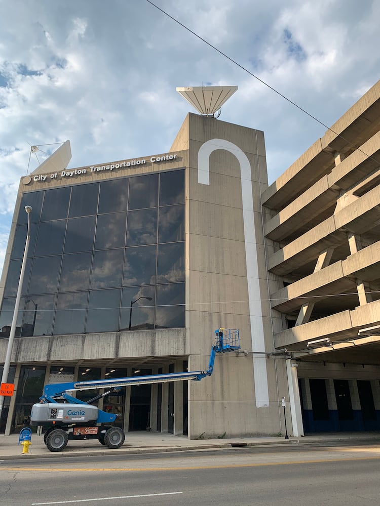 PHOTOS: New vibrant mural design energizes Dayton Transportation Center Garage
