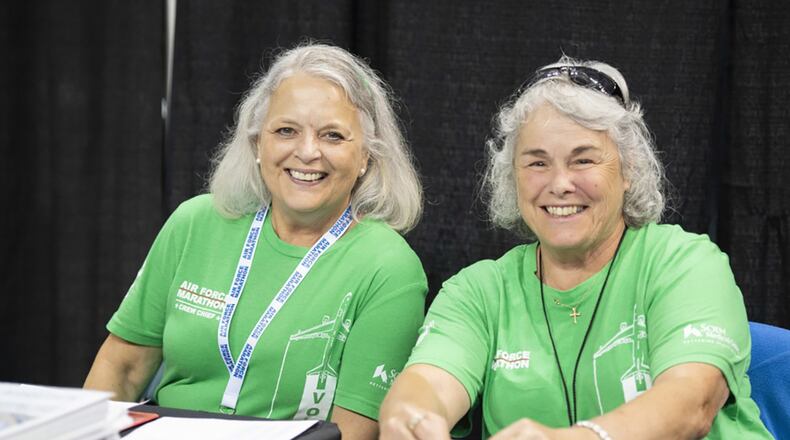 The Air Force Marathon is looking for 2,600 volunteers to be part of another successful race weekend at the 2020 Air Force Marathon. Volunteer registration opens May 1. There is a wide variety of opportunities for volunteers to help at the Health and Fitness Expo on Sept. 17-18 and on race day, Sept. 19. Some of those volunteer opportunities are helping with runner shirt and packet pickup, pre-race set up, and distributing water to runners on race day. (U.S. Air Force photo/Wesley Farnsworth)