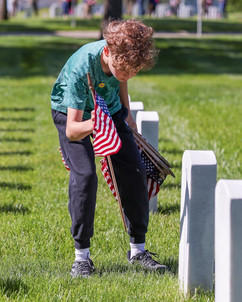 Memorial Day flag placement ceremony Dayton National Cemetery
