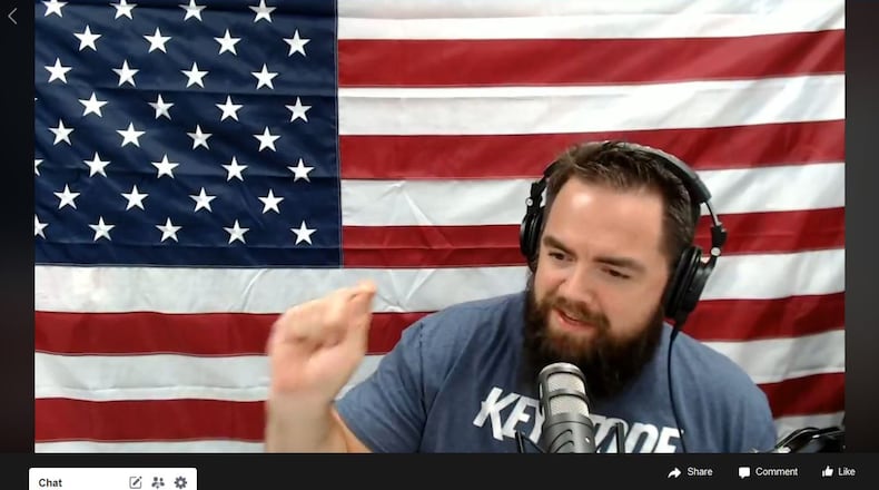 Chris Dorr, leader of Ohio Gun Owners during a Facebook live video on Wednesday. OHIO GUN OWNERS, FACEBOOK