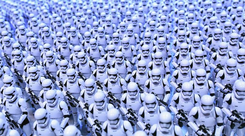 Stormtrooper are lined up at the Star Wars Celebration day 02 on April 14, 2017 in Orlando, Fla. (Photo by Gustavo Caballero/Getty Images)